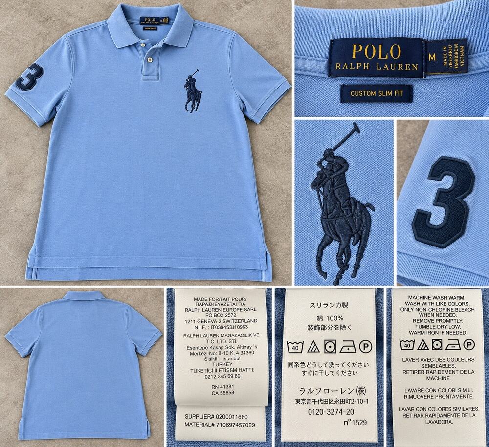 Polo Ralph Lauren Big Pony Blue Polo Shirt Men’s M Custom Slim Fit #3